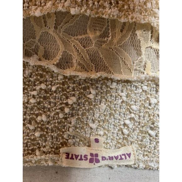 Alter’d State Floral Lace Sheer Gold Speck Cream Poncho Style Top Size Small - Picture 16 of 16